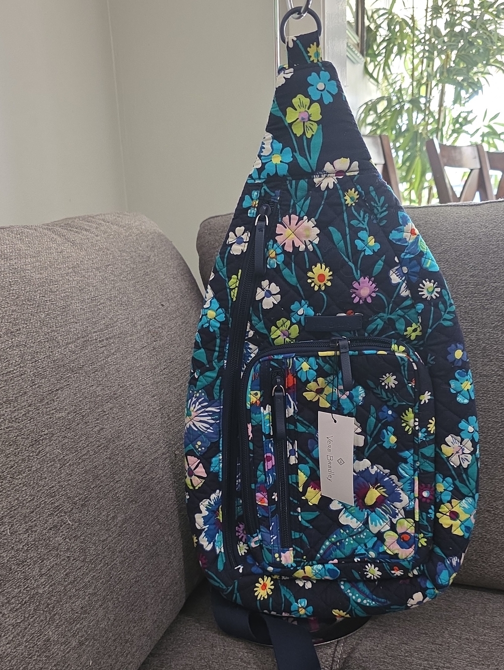 NWT Vera Bradley Navy Floral Quilted Crossbody Sling